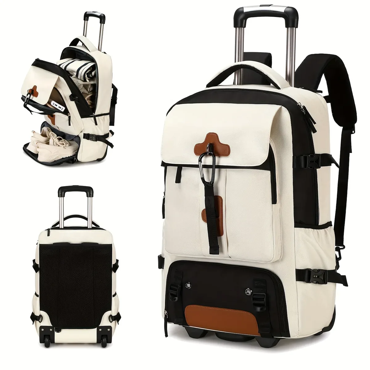 sac à dos à roulettes grande capacité, sac à dos de voyage avec roulettes, bagage à main pour hommes, sac à dos de voyage extérieur à roulettes