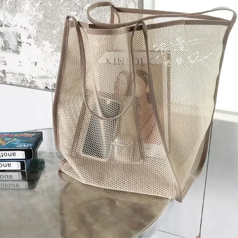 grand sac de plage en maille, léger et respirant, sac à bandoulière pour la piscine, les voyages, les serviettes, les jouets, le shopping