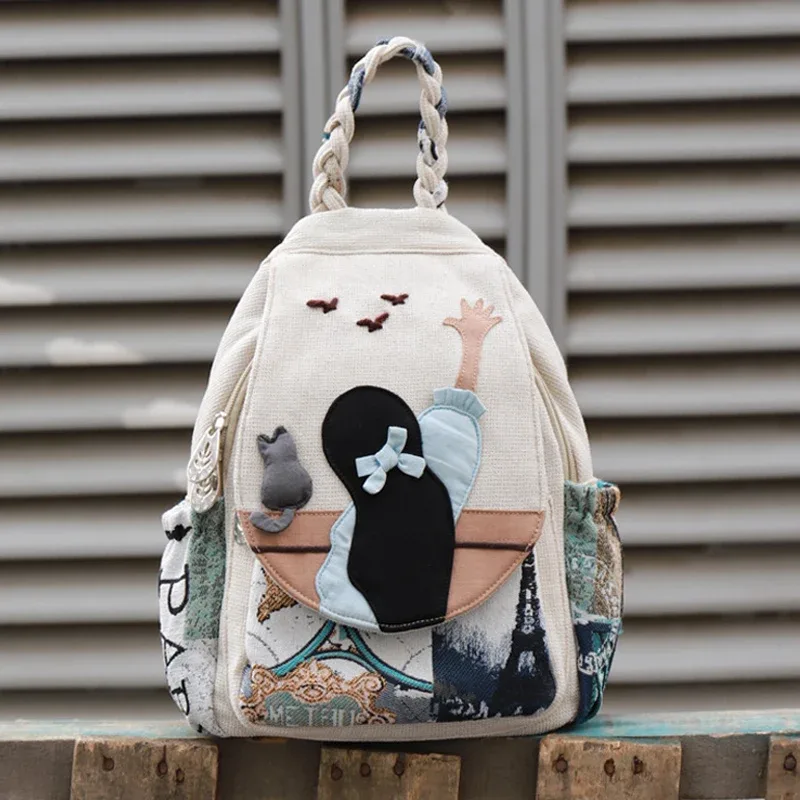 mode 3d dessin animé broderie femmes sac à dos décontracté femme voyage sac à dos joli style filles sac à dos sac à dos sac