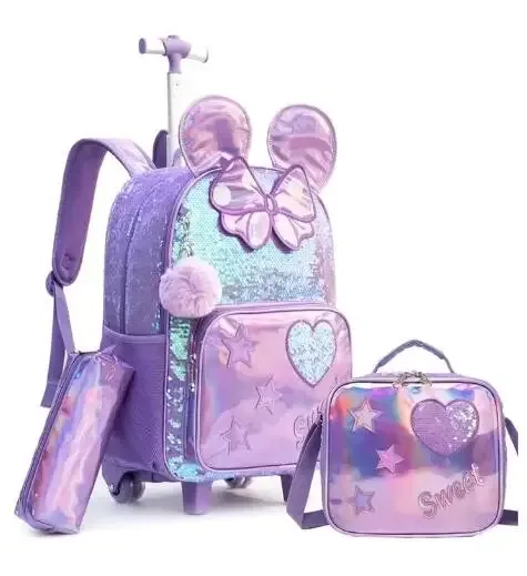 sac à roulettes pour enfants, sac à dos à roulettes pour filles, sac à roulettes pour l'école primaire, bagages à roulettes pour filles