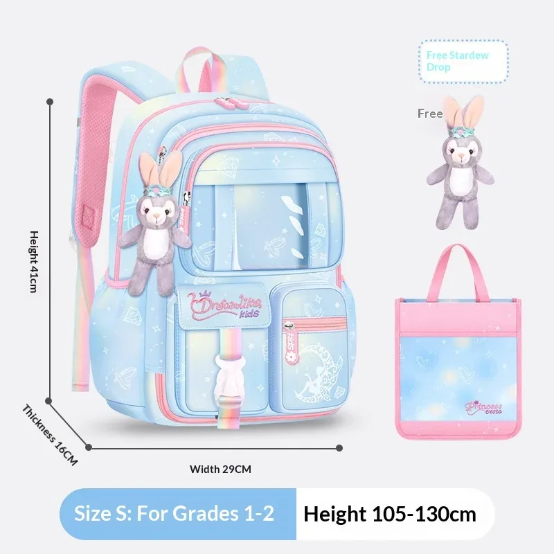 sac à dos d'école pour filles, 3 pièces, grande capacité, sac d'école pour enfants avec étui de transport pour crayons et repas, sac à dos de voyage, cadeau pour enfant