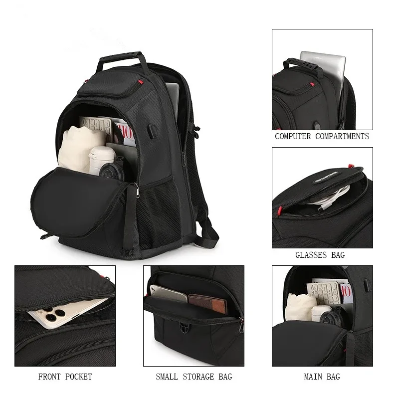 nesitu 37 l sac à dos de grande capacité a4 14 15.6 16 pouces pour ordinateur portable, sac à dos pour hommes et femmes, sac de voyage pour l'école, la randonnée, gris, noir, bleu, m1580