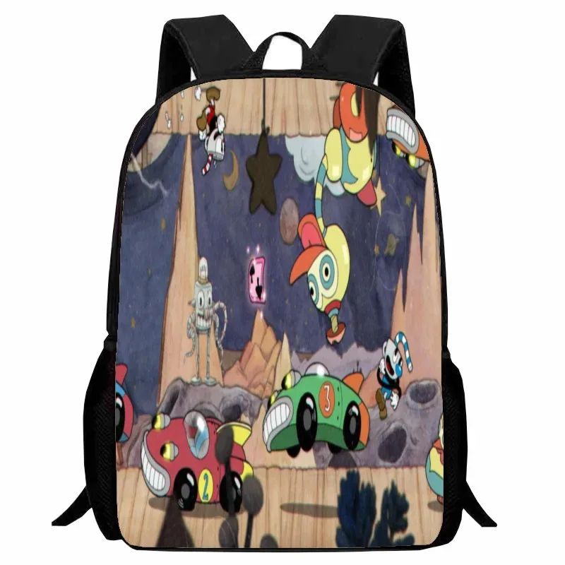 cuphead étudiant sac à dos dessin animé tasse à thé tête sac à dos léger 123 qualité garçons et filles