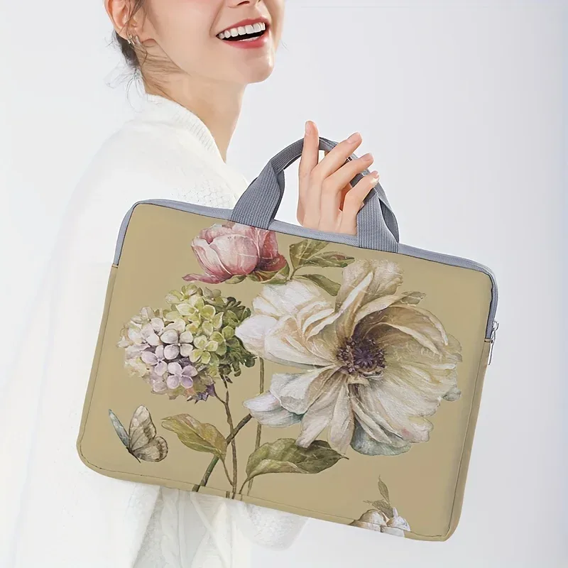 ensemble 1 pièce, sac pour ordinateur portable à motif floral, mallette, adapté aux ordinateurs portables de 14 pouces, sac pour ordinateur portable fixe
