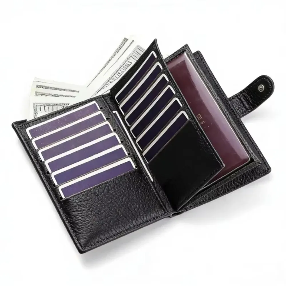 portefeuille de voyage en cuir grande capacité, porte-cartes multiples, pochette zippée pour pièces de monnaie, pour hommes et femmes, avec blocage rfid, pochette sécurisée, organiseur
