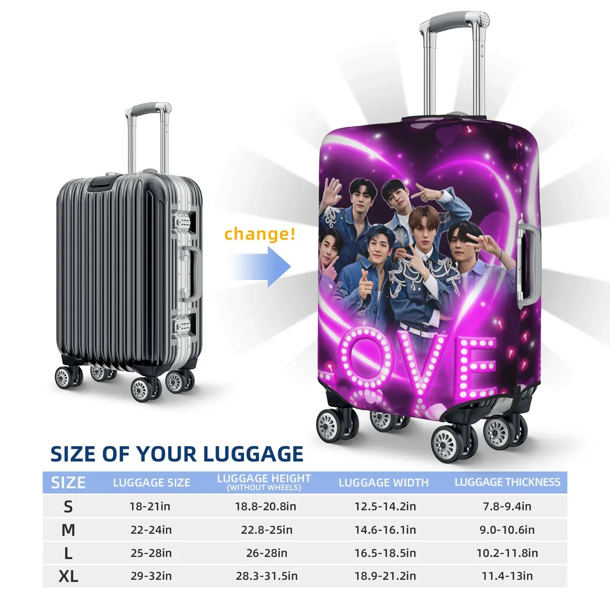 housse de protection amusante pour valise a-astros mj jinjin cha eun woo, lavable, yoon san ha rocky, housses de valise de voyage