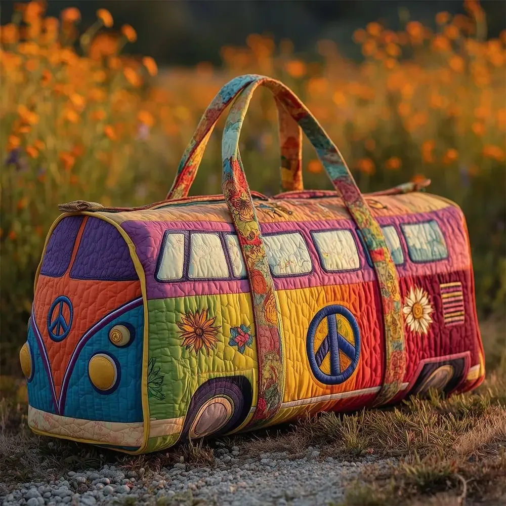 sac de voyage matelassé en coton, style bohème hippie, imprimé, sac de yoga, motif grenouille 3d, sac de week-end, sac de nuit