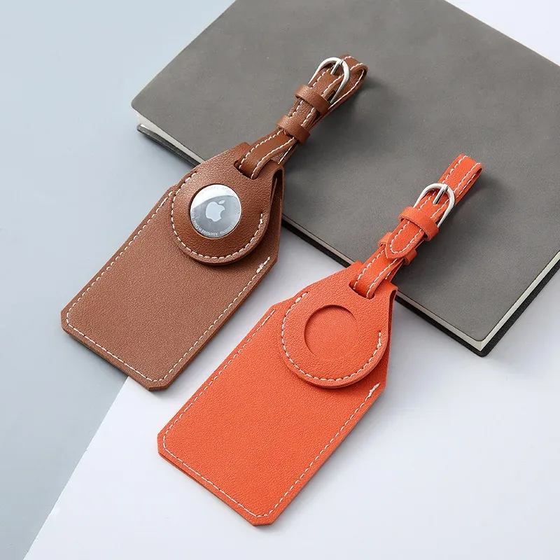 étiquettes de bagage en cuir pour étuis airtag étiquettes de bagage de voyage anti-perte avec porte-cartes