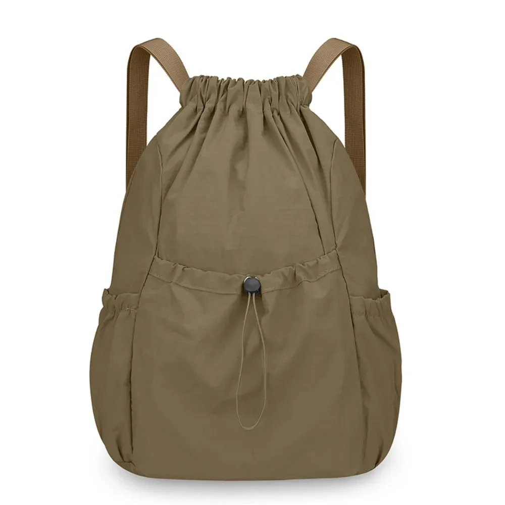 sac à dos de voyage décontracté de couleur unie, léger, de style coréen, avec cordon de serrage, grande capacité, pliable, cartable de sport pour étudiants
