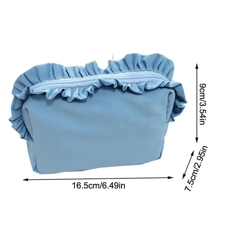 sac à cosmétiques à volants multicolores, pochette de maquillage mignonne avec fermeture éclair, sac de rangement de voyage portable pour femmes et filles