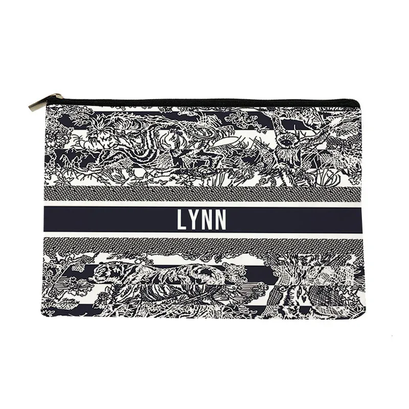 sac de maquillage avec nom personnalisé, cadeau de demoiselle d'honneur, organisateur de cosmétiques de voyage, sac latéral en toile pour dames, trousse à crayons, porte-monnaie de rangement 25