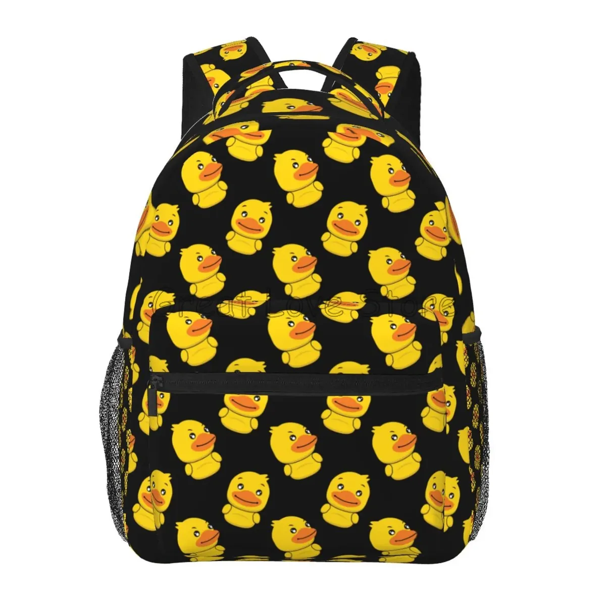 sac à dos en caoutchouc imprimé canards de dessin animé pour ordinateur portable, mignon canards jaunes, sacs à dos de voyage de grande capacité, sac à bandoulière pour étudiant, sac à livres d'école