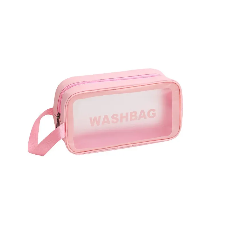 grande capacité, sac cosmétique transparent en pvc imperméable, sac de voyage portable pour le rangement des maquillages, sac à main en cuir pu, organisateur de toilette.