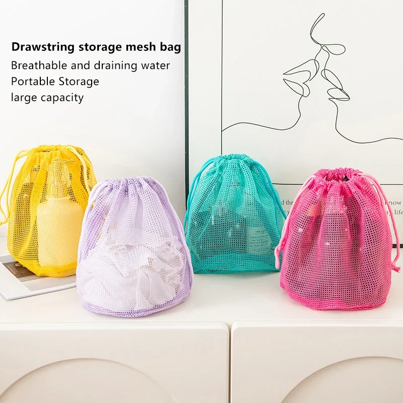 pochette de rangement en maille de nylon avec cordon de serrage, 1 pièce, pochette de voyage et d'activités de plein air polyvalente pour produits numériques, trousse de maquillage