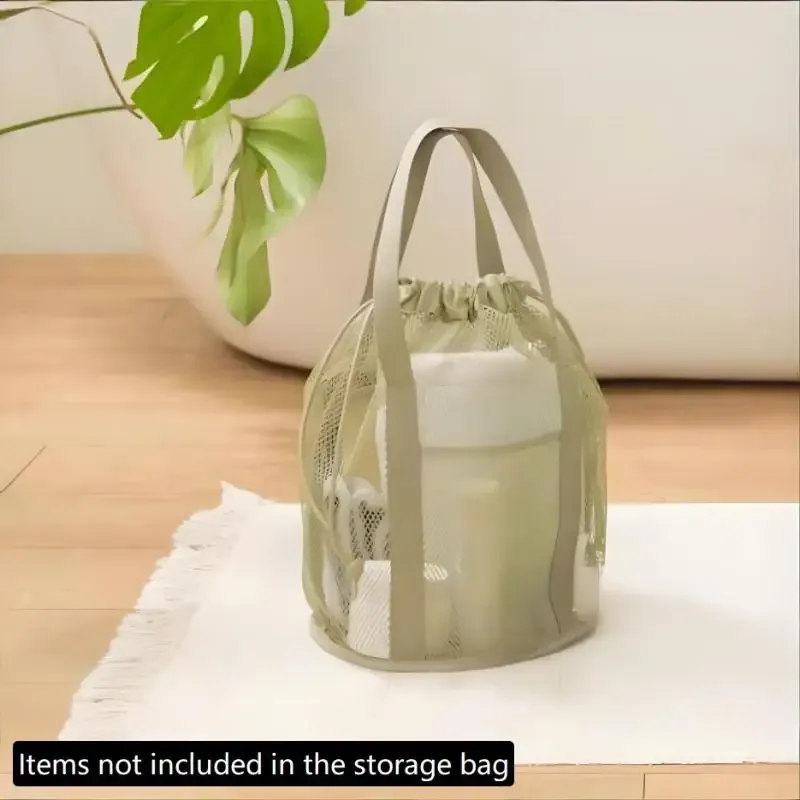 sac de voyage en nylon maillé grande capacité, organisateur de cosmétiques, sacs à cordon en maille décontractés pliables, pochette à cordon, sac de lavage pour la natation
