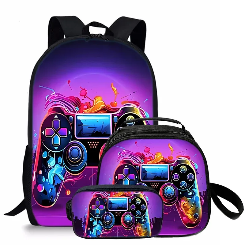 tapis de jeu tendance et populaire, imprimé en 3d, 3 pièces/ensemble, sacs d'école pour étudiants, sac à dos de voyage pour carnet de notes, sac à déjeuner à bandoulière, trousse à crayons