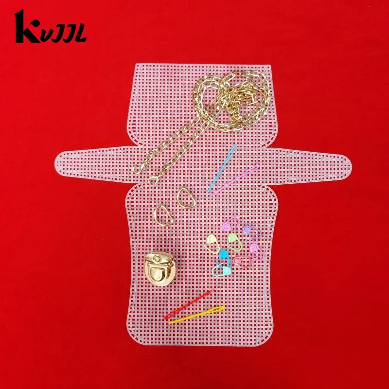 kit de sacs à tricoter au crochet, feuilles de toile en plastique, ensemble de rubans pour bricolage, sacs à bandoulière artisanaux, accessoires, outil avec tricot