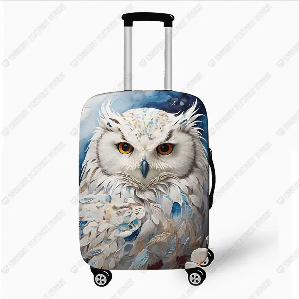 housse de bagage imprimée hibou coloré, housses de protection pour valise à roulettes à cornes, accessoires de voyage de 18 à 32 pouces