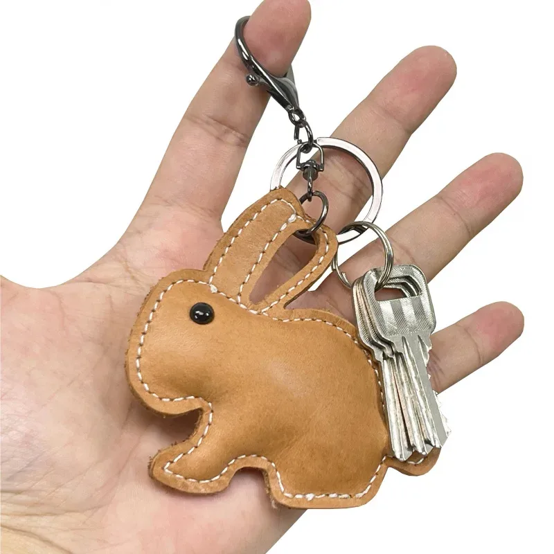 Nouveau mignon en cuir de vache lapin porte-clés Mini hommes et femmes sac à main pendentif à la mode porte-clés sac à bagages pièces accessoires