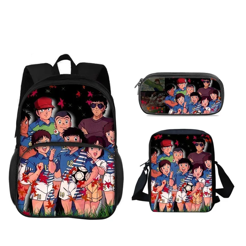 Sac à dos Captain Tsubasa, sac à stylos, sac à bandoulière, ensemble de 3 pièces, polyvalent, pour garçon ou fille, meilleur cadeau d'anniversaire