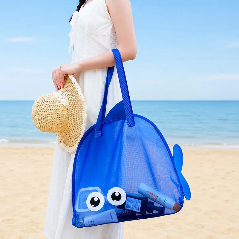 sac de plage en filet mignon pour jouets de sable, grande capacité, portable, sac de rangement pour femmes, pour la plage et les voyages, 46,5*40cm