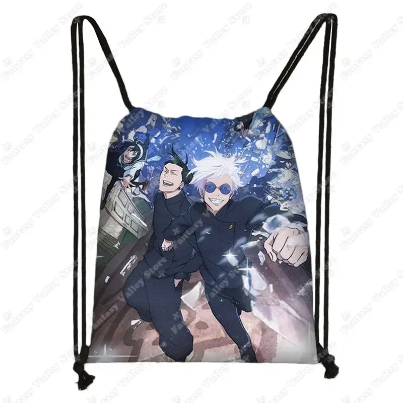 sacs à dos anime jujutsu kaisen gojo satoru yuji itadori, sac à cordon harajuku, sacs de rangement de grande capacité, sac à bandoulière d'extérieur