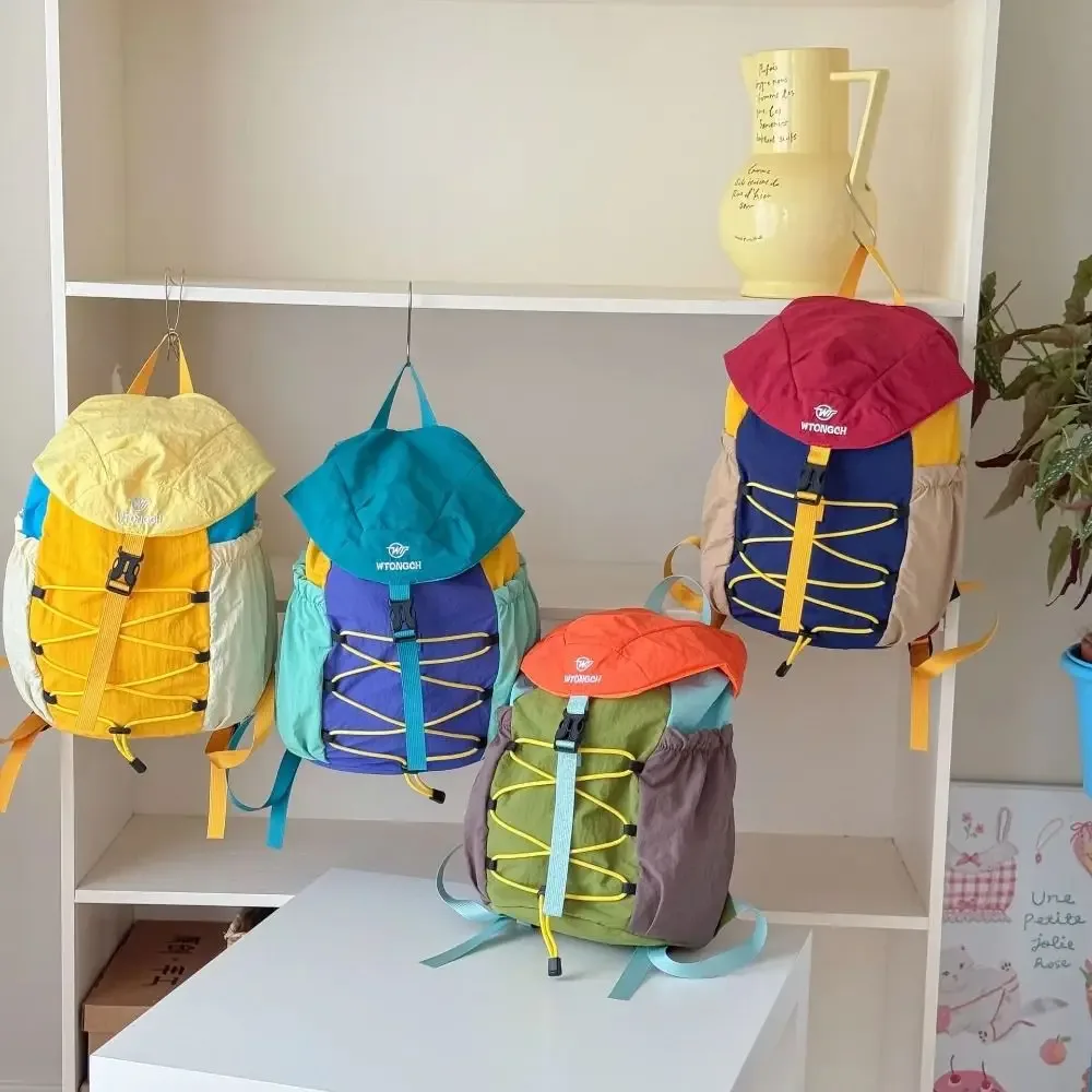 sac à dos de sport créatif à cordon de serrage, grande capacité, léger, avec bretelles d'épaule, design color block, résistant à l'usure.