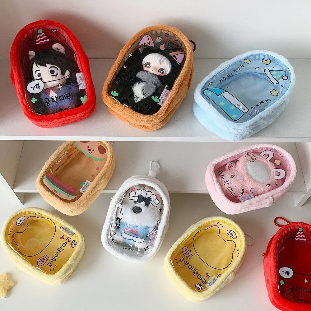 sac de rangement pour poupées en peluche de 10 cm, pochette suspendue pour figurines k-pop de dessin animé, sac de transport pour poupées, sac ita, pendentifs de sac à dos transparents en pvc pour étudiants