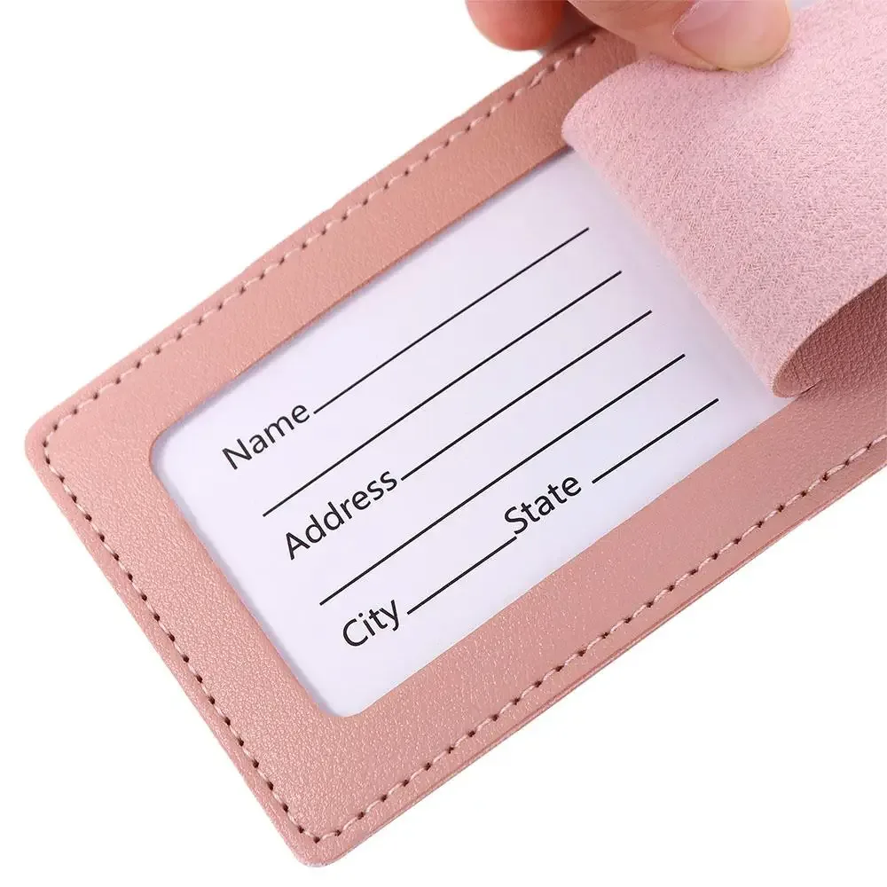 Étiquette de bagage portable en cuir PU pour l'enregistrement à l'aéroport, accessoire de voyage, étiquette de valise pour carte d'embarquement