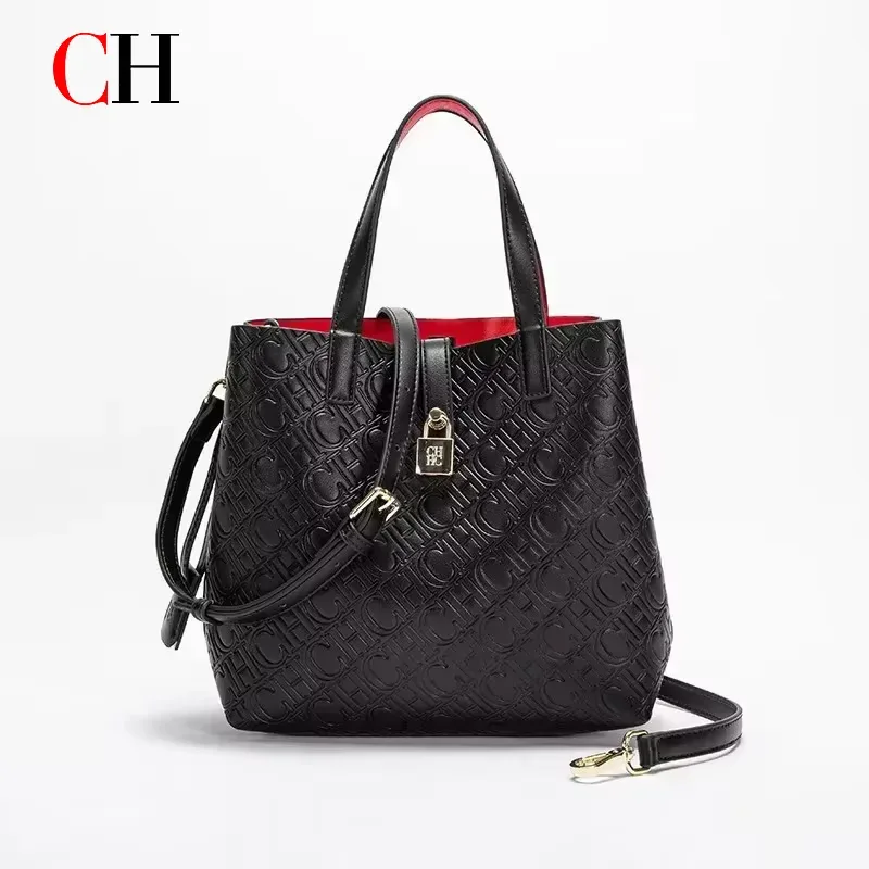 Sac à main CH classique gaufré de luxe pour femme, grande capacité, nouveau modèle 2026, sac à bandoulière rétro polyvalent, sac seau tendance à porter à la main