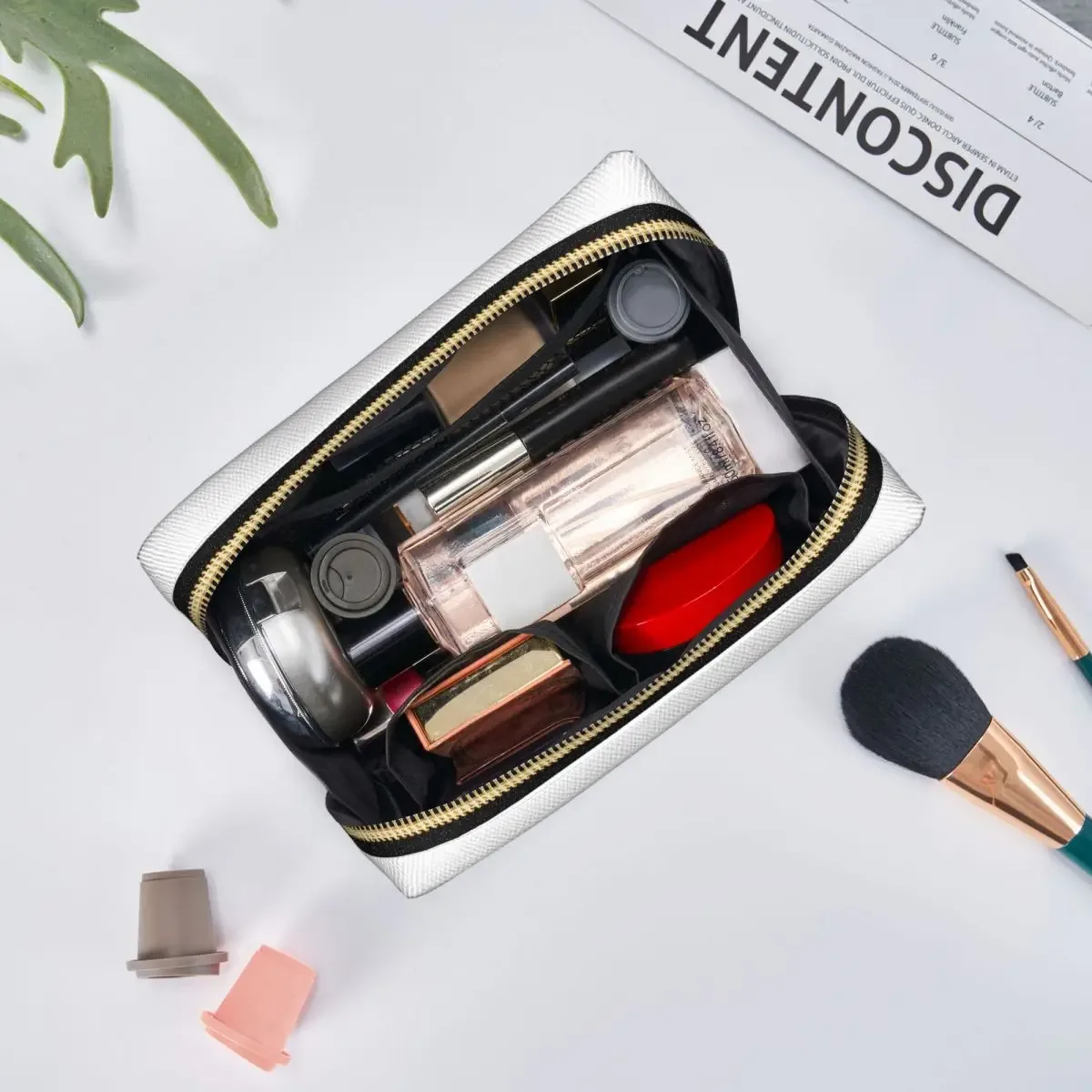 trousse de maquillage en cuir personnalisée pour femme, trousses à cosmétiques, mallette à fermeture éclair, grande capacité, bricolage