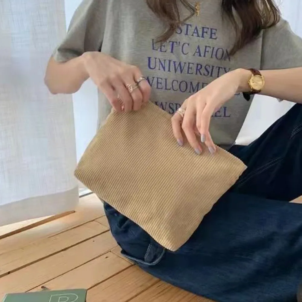 sac à cosmétiques de voyage en velours côtelé, sac de rangement de maquillage portable, sacs à main pour femmes, grande capacité, fermeture éclair, organisateur de maquillage, pochette de rangement