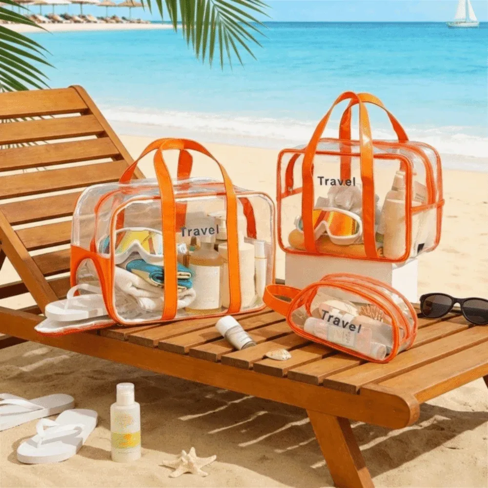 sac cosmétique transparent en pvc, grande capacité, léger, sac de rangement pour la natation, imperméable, séparation sec/humide, sac de sport pour l'entraînement.