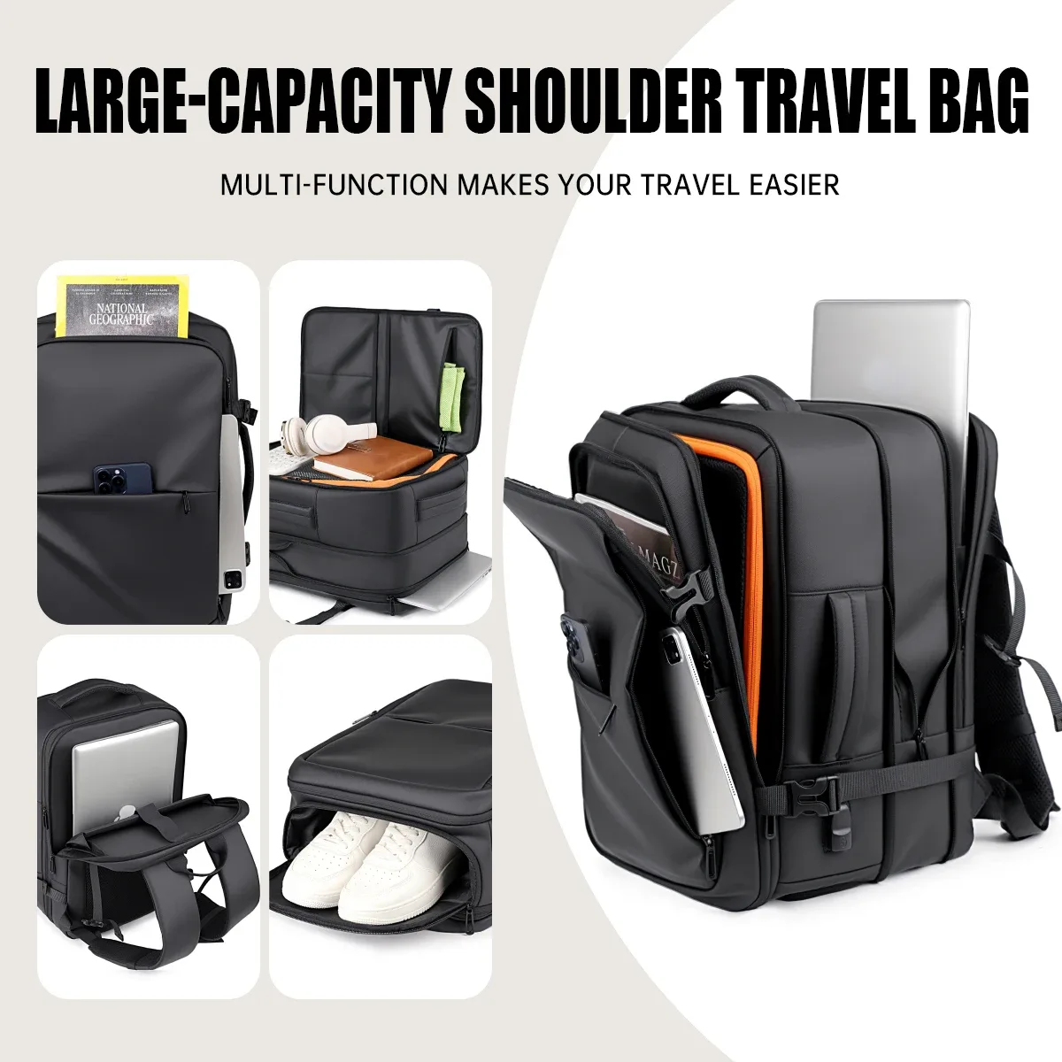 sac à dos étanche de grande capacité pour hommes et femmes, pour les déplacements urbains, les voyages d'embarquement, pour ordinateur portable, les voyages d'affaires, extensible, pour la famille