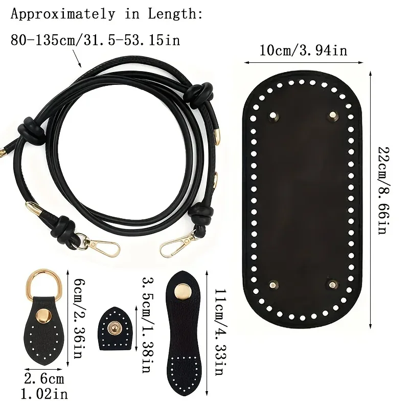 ensemble de fabrication de sacs au crochet en 4 parties | boucle réglable en similicuir, boucle de base et boucle en forme de gourde, sac à bandoulière tendance en similicuir, matériaux artisanaux faits main, faciles à réaliser, accessoires de sac diy, matériaux pour la fabrication de portefeuilles, fabrication de portefeuilles diy.