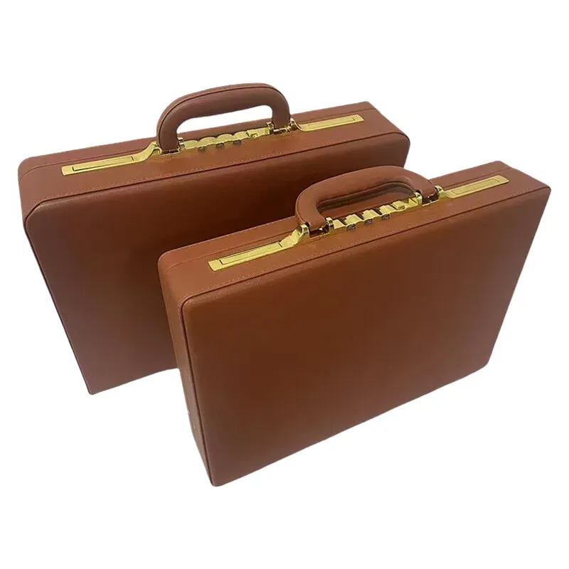 Porte-documents d'avocat vintage en cuir PU – Sac à documents d'affaires résistant à l'eau avec verrouillage par mot de passe et compartiment pour ordinateur portable