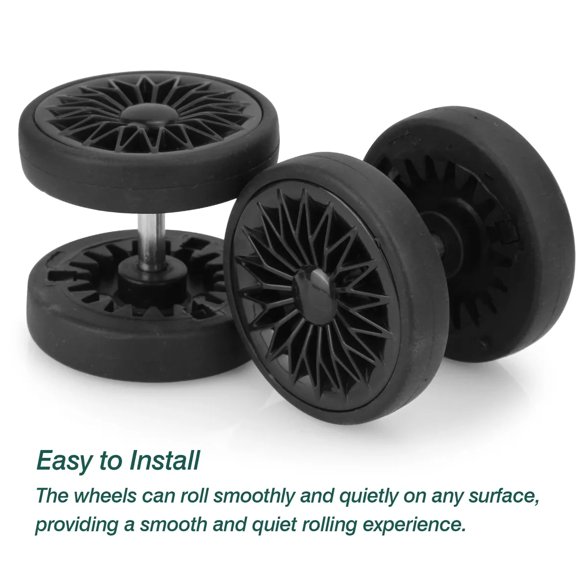 8 roues de rechange noires pour valise de voyage, avec vis, 55 mm, pièces de réparation pour roulettes de valise