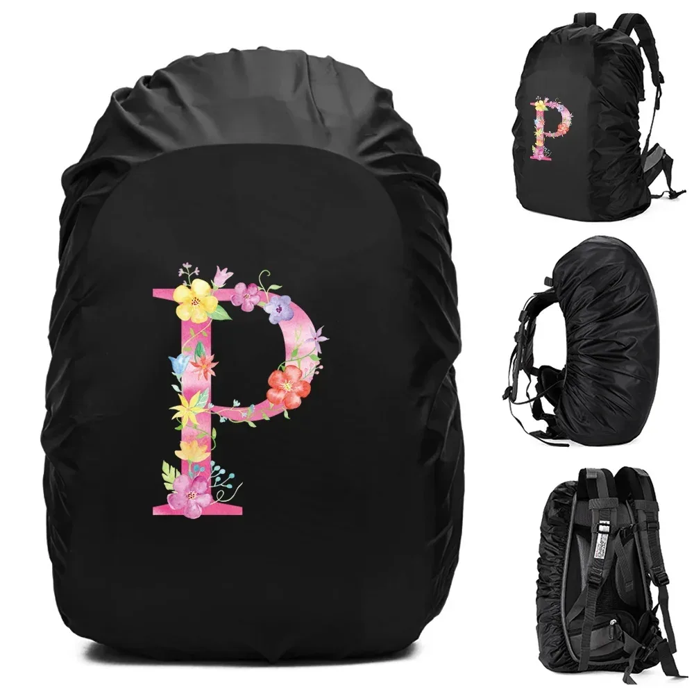 sac à dos étanche unisexe, housse de pluie, sac de camping en plein air, randonnée, escalade, sports, housse de pluie anti-poussière, imprimé lettre rose, 30l, 40l, 70l