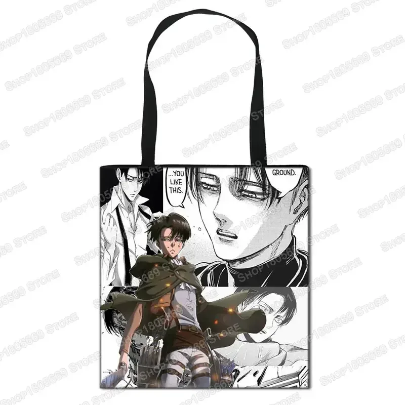 sac de shopping anime attaque sur titan pour femmes, sac à bandoulière pour voyage levi mikasa eren, sac à main pour filles, fourre-tout de rangement