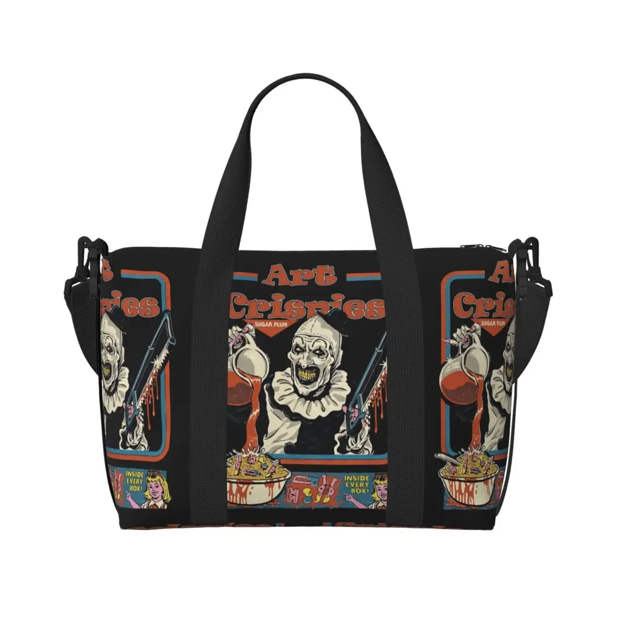 sac fourre-tout personnalisé t-terrifiers 3 halloween pour femmes, sacs de voyage de grande capacité pour plage et gymnastique