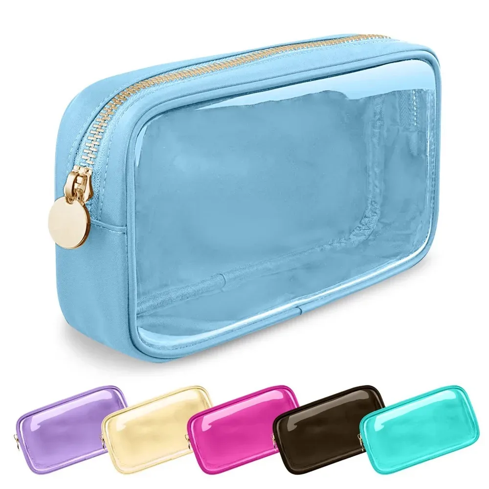 Trousse de toilette transparente en PVC pour femme, sac cosmétique, rangement tendance, coque, grande capacité, poudres de maquillage