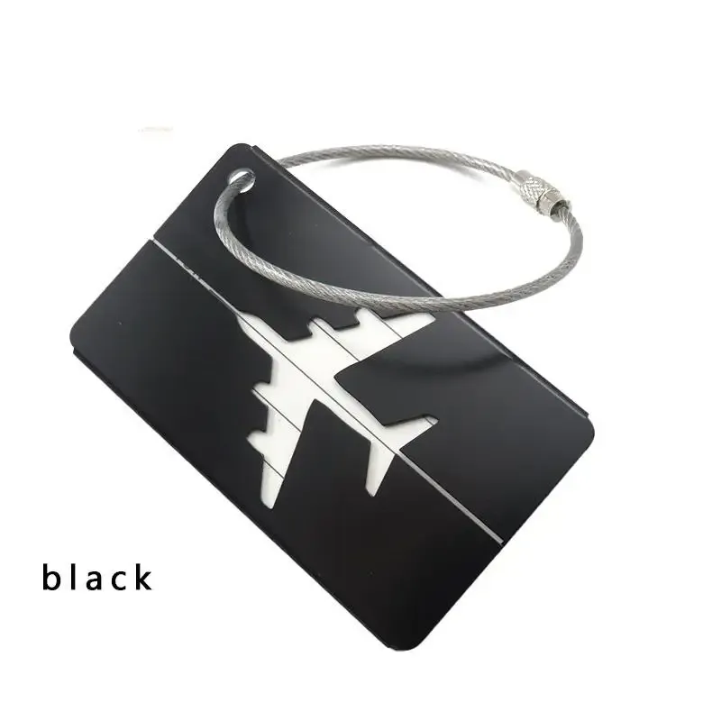 étiquette de bagage en aluminium durable, design antivol avec anneau en acier, pour identification de bagages et enregistrement à l'aéroport