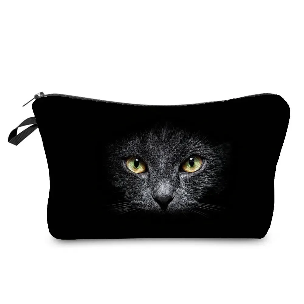 trousse à cosmétiques avec imprimé chat animal de dessin animé 3d pour femme, mini trousse de maquillage décontractée, étui à crayons personnalisé, extérieur, plage, voyage, mignon