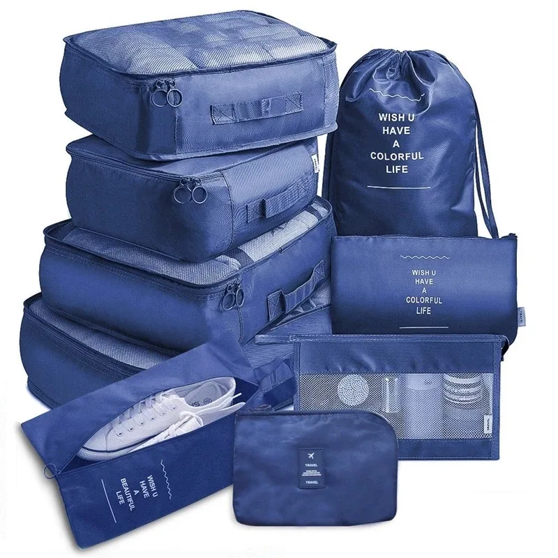 sacs de voyage en poudre pour soutien-gorge et chaussures, ensemble d'emballage de valise, étuis de rangement, 6/8/9 pièces/ensemble