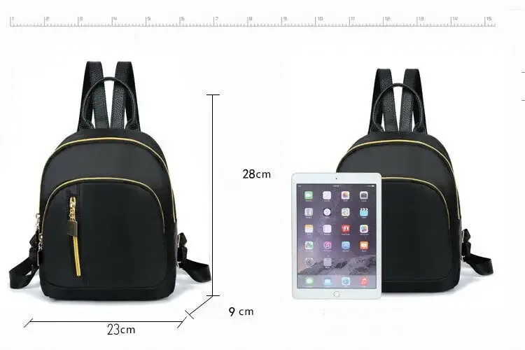 sac d'école de mode en nylon sac à dos noir fille mini sac à dos de voyage pour les femmes