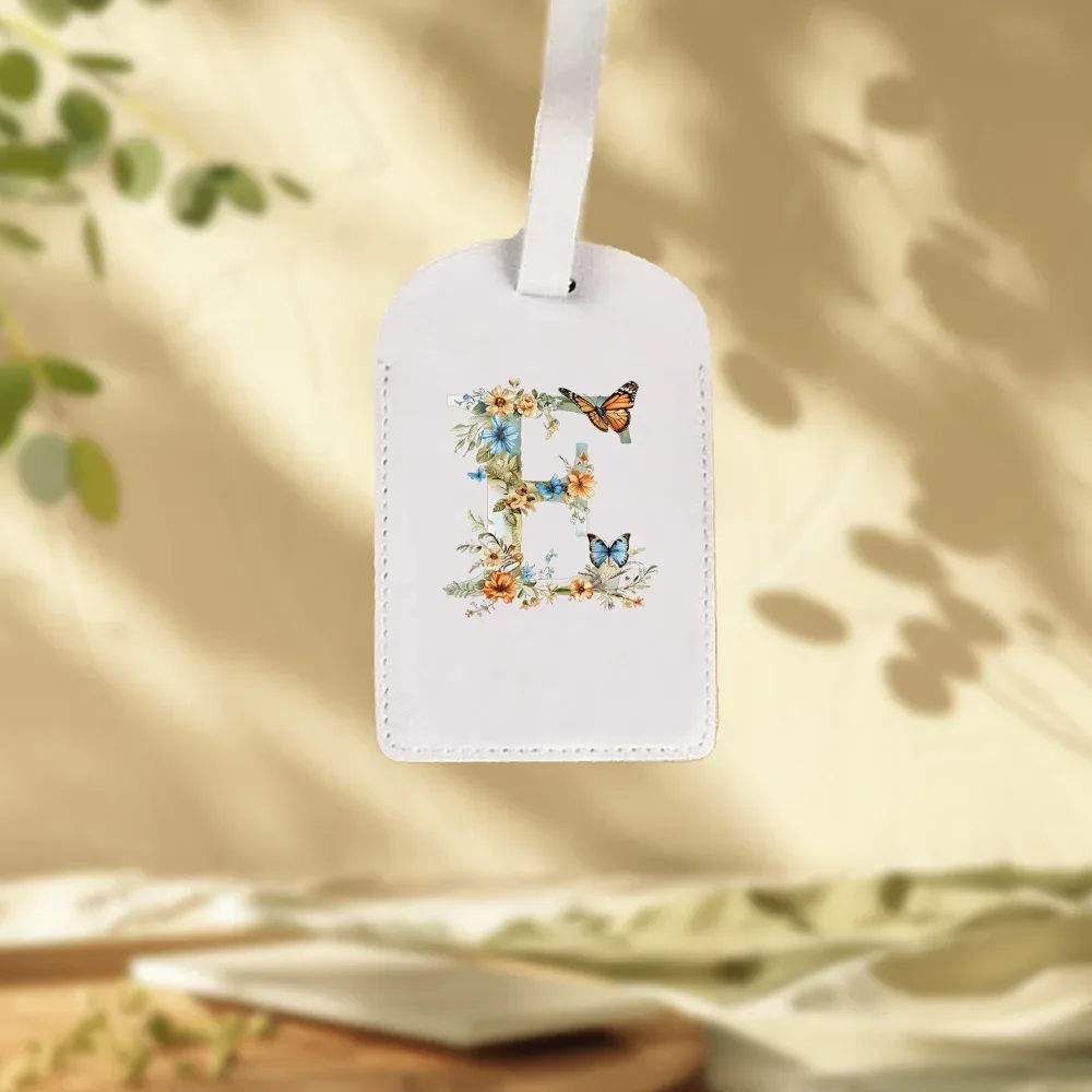 étiquettes de bagages blanches personnalisées adaptées aux valises, aux vêtements et aux bijoux - nom/logo/texte, 26 étiquettes florales et alphabétiques