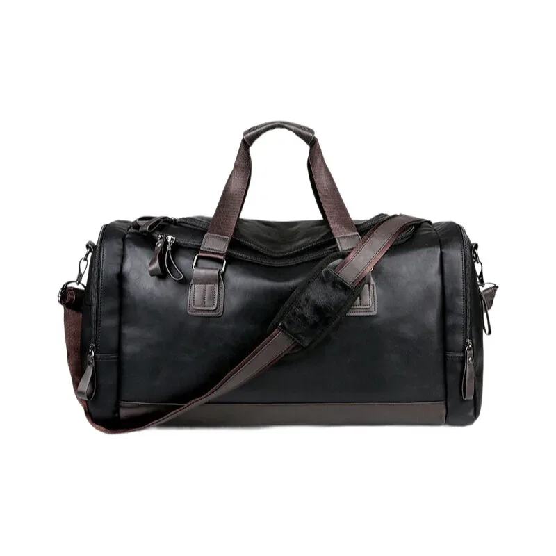 Sac de voyage en cuir véritable fendu pour hommes – Sac polochon de sport résistant à l'eau de grande capacité pour voyage d'affaires et sport