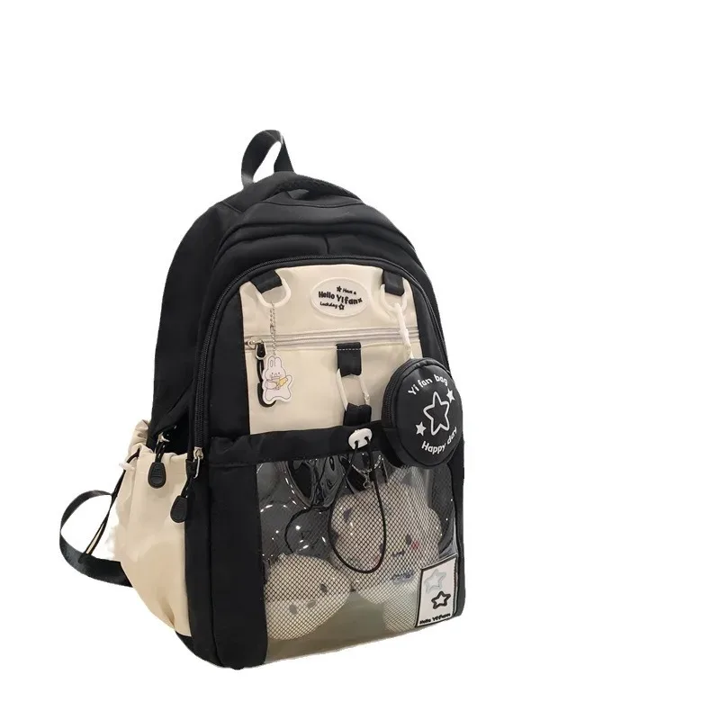 Sac à dos pour filles, nouvelle mode, doux et mignon, grand sac d'école à cordon de serrage pour étudiantes, sac à bandoulière de voyage coréen Y2K pour lycée