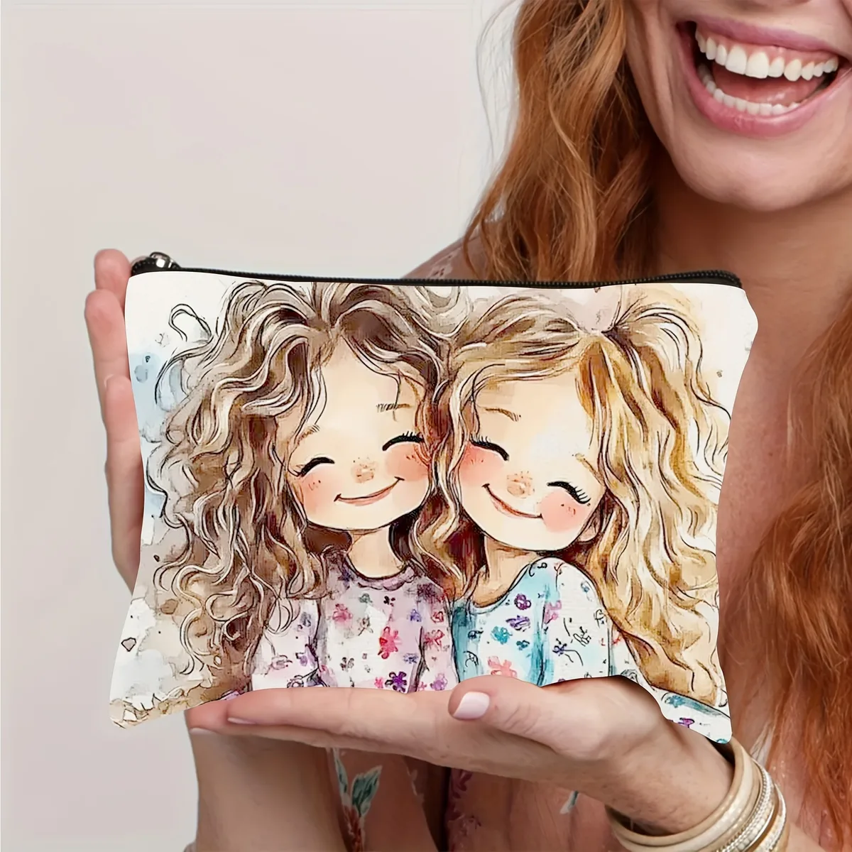 pochette de rangement de maquillage avec personnage de dessin animé mignon, sac à cosmétiques durable pour femmes et filles, trousse à crayons, sac de rangement d'accessoires