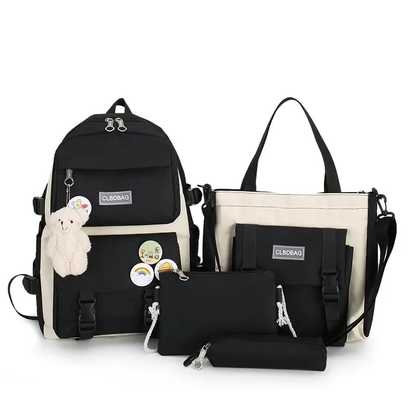 sac à dos d'école kawaii pour enfants, cartable pour femme, sacs d'école pour adolescentes, ensembles de 4 pièces, 138